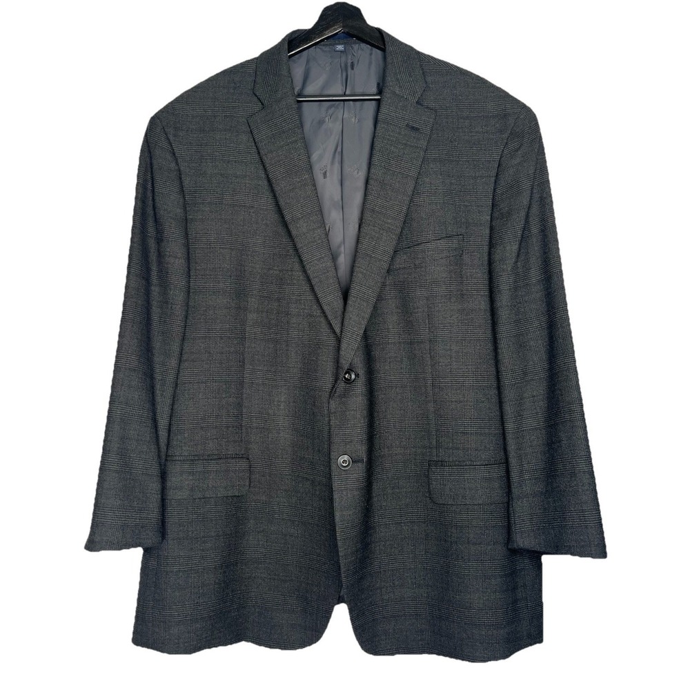 Jos A Bank 1905 Comfort Wool Blend Glen Plaid Blazer Sport Coat 50R Tailored Fit